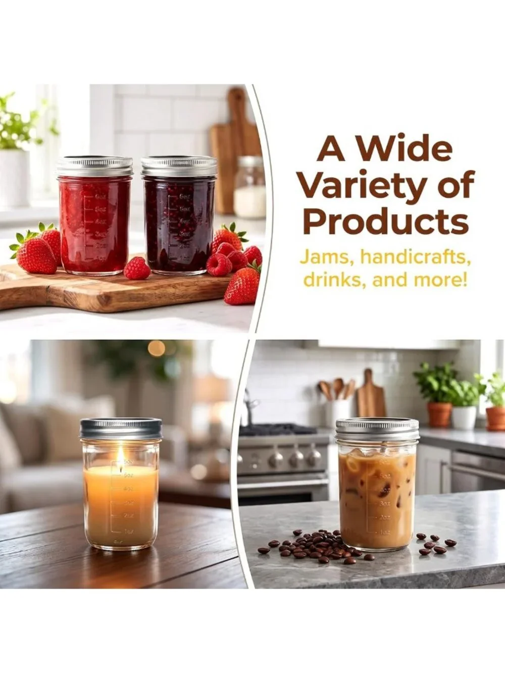 30 Pack Half Pint Mason Jars with Lids - Perfect for Canning & Storage
